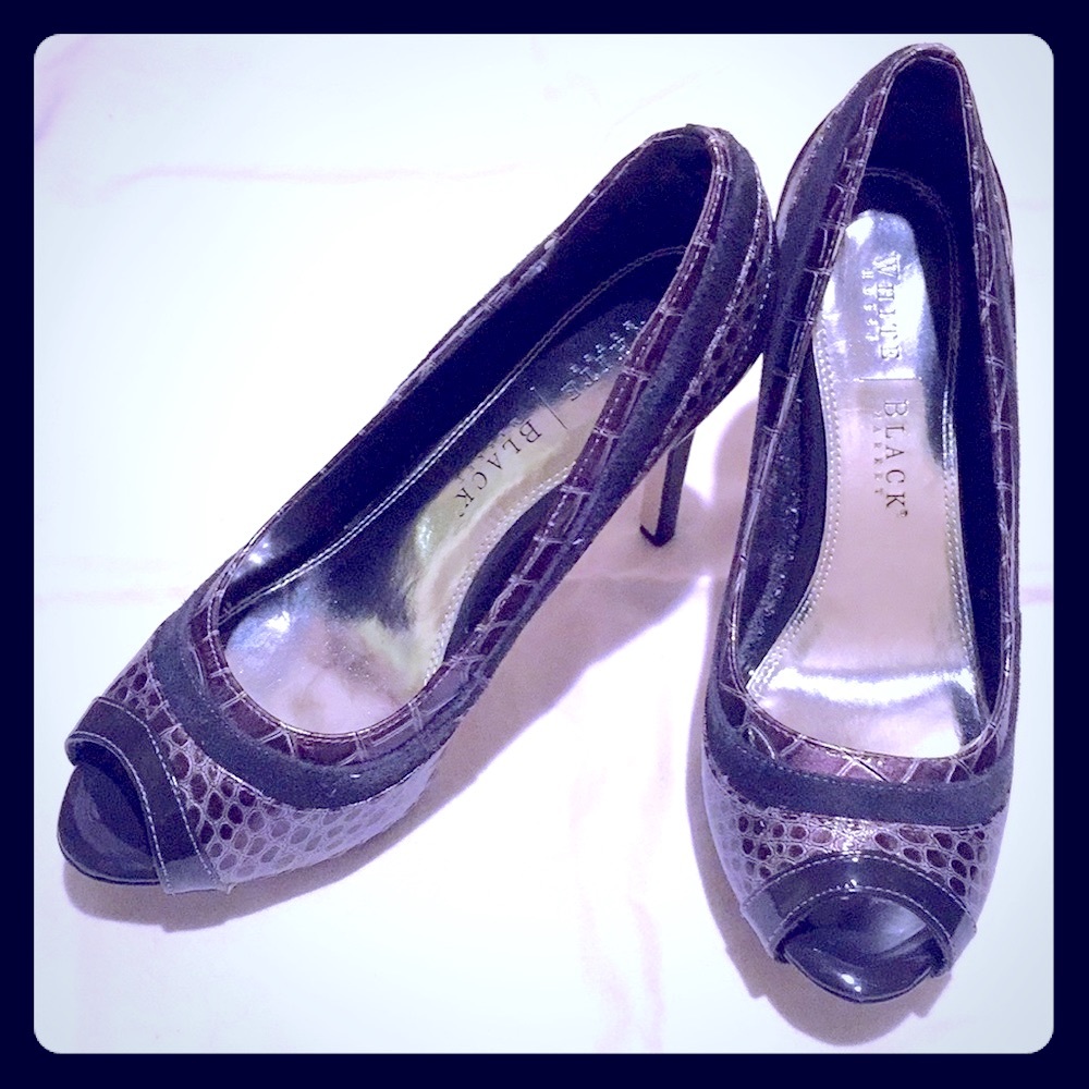 Grey Crocodile Peep Toe